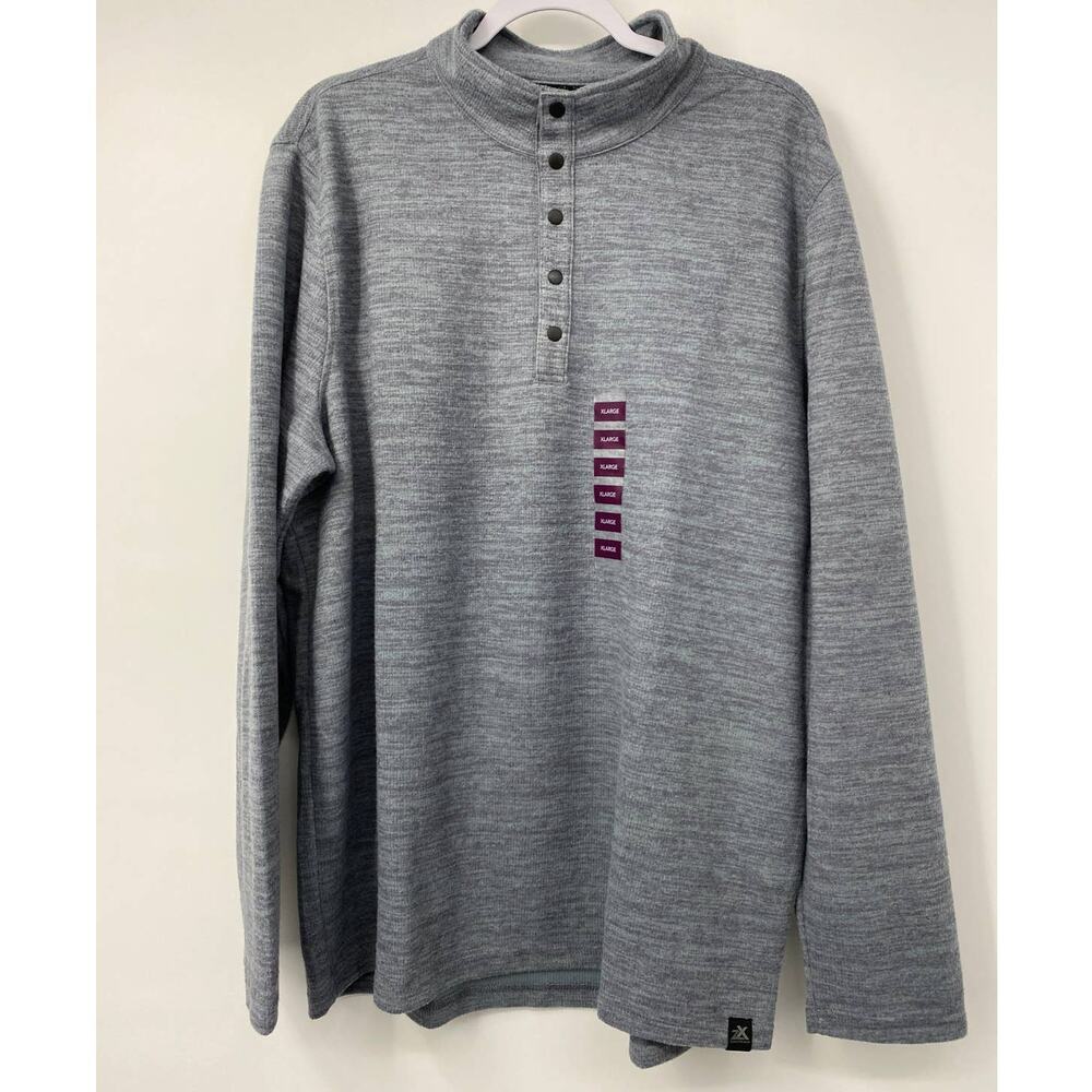 Zeroxposur Mens Soft Fleece Gray 1/4 Open Buttons Pullover Sweater Top NEW XL